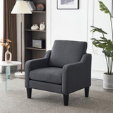 VINGLI Mid-Century Modern Accent Chair, Dark Grey Linen Upholstered, Comfortable & Supportive, 380lbs Weight Limit, Perfect for
