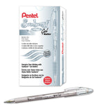 Pentel Sunburst Metallic Gel Pen, 0.8mm Tip, Silver/Transparent Barrel Silver Ink, Box of 12 (K908Z)