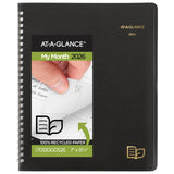 AT-A-GLANCE 2026 Planner, Monthly, 7 x 8.75, Medium, Recycled, Black (70120G0526)