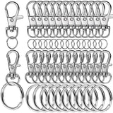 LEOBRO 60 PCS Swivel Snap Hooks and Key Rings, Keychain Clips and Key Chain Rings, Keychain Making Kit, for Key Chains, Jewelry