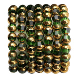 DADIFEN Glass Round Beads Green Octagon Faceted 8x7mm 42pcs Golden Edge Crystal Loose Beads for DIY Craft Jewelry Making