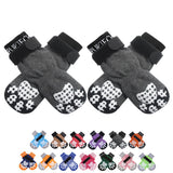 Pupteck Anti-Slip Dog Socks With Double Sides Grips For Small Medium Large Dogs Hardwood Floors Prevents Licking Dog Shoes For Hot Pavement Traction Control Paw Protector For Senior Dogs Grey L -Like New