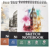GOWOO Winter Tram, London Cityscape & Ancient Rome Art Notebooks City Scene Sketches, Winter Theme | 3Book Combo