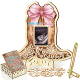 Wenqik 63 Boots or Bows Gender Reveal Baby Shower Guest Book Alternatives Set Baby Shower Decorations with Photo Frame Sonogram