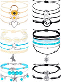 Hicarer 21 Pieces Surfer Wave Bracelet Ocean Wave Adjustable Waterproof Handmade Friendship Bracelet Anklet Jewelry for Women(Vi
