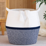 KAKAMAY Woven Baskets for Storage(17x17),Large Cotton Rope Basket Woven Baby Laundry Hamper,Collapsible Laundry Basket, Blanket