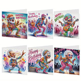 6 Pieces Diamond Art Painted Greeting Cards, Trendy Music Elderly 5D DIY Special Shape Diamond Card Creative Gifts, Christmas Th