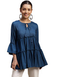 Libas Women'S Silk Blend Solid Regular Kurti (29142 Blue