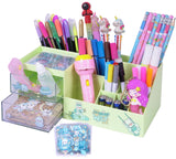 Toyshine MultiFunctional Desk Drawer Organizer Storager Box inbuilt 9 Compartments and 2 Drawers with Kawaii Sticker Sheets G