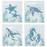 LARTSFRO Whale Sea Turtle Seahorse Swedish Dishcloths for Kitchen 4 Pack