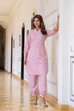 Lookmark Women'S Latest Printed Cotton Blend Straight Kurta And Afghani Pant Set Perfect For Casual And Office Wear (Az-Lm-P1-Ks2070 Peach-Xl)