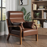 Bestier Mid-Century Modern Accent Chair with Removable Armrest Pillows, Upholstered Lounge Arm Chair with Heightened Headrest, W