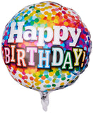 Qualatex Birthday Rainbow Confetti Foil Balloon, 18, Multicolor