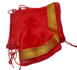 brown leaf Set Of 12 Organza Potli Bags Pouch, Red, 9 x7 inch
