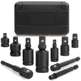 Bates- Impact Socket Adapter and Reducer Set, 10 pcs, 1/4 3/8 1/2 Drive, 1/4 Hex Shank, Impact Universal Joint Socket Set, Impac