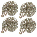 Mytee Products 4 Pack 5/16 Inch x 12 FT Grade 70 Binder Chain with Clevis Grab Hooks G70 Transport Tow Chain 4,700 Lbs Worki