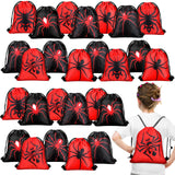 Lothee 30 Pcs Spider Drawstring Goodie Gift Bags Spider Party Favors Hero Birthday Party Decoration Supplies Spiderweb Candy Tre