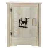 Montana Woodworks Homestead Collection Accent Cabinet With Laser Engraved Elk Design, Left Hinged, Ready To Finish