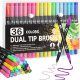 Corslet 36 Water Based Dual Tip Brush Pens: 1-2Mm & 0.4Mm Tips With Carrying Case For Art, Calligraphy And Sketching