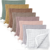 8 Packs Muslin Burp Cloths 6 Layers Unisex Baby Items Absorbent Burp Rags Colorful Muslin Washcloths for Baby Plain Soft Cotton