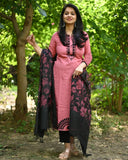 Gosriki Women'S Rayon Blend Embroidered Straight Kurta With Pant & Dupatta (Zamin Pink-Gs_L_Pink_Large),Pink,,B0CYH6GXR3