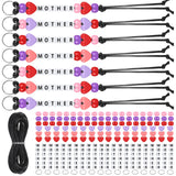 Loetere 36 Set Mothers Day Keychain Craft Kits Bulk Mom Beads Key Chain Crafts Kit Mama Craft Gifts for Mother's Day Party Favor