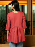 Libas Women'S Cotton Blend A-Line Kurtis (58237B_Rust Rust Xs
