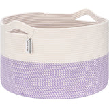 Sea Team XXXL Cotton Rope Basket, Large Woven Nursery Storage Bin, Laundry Hamper, Jumbo Blanket Basket for Rugs, Cushions, Pill
