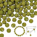 PH PandaHall 100pcs Green Rhinestone Clay Beads, 10mm St Patrick's Day Beads Pave Disco Ball Bead Rhinestones Crystal Diamond Be