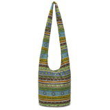 Women Shoulder Handbags Fashion canvas Hippie Crossbody Bags Bohemian Animal Prints Hobo Bags (Green-Yellow)