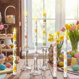 Honoson 6 Pcs Easter Flameless Taper Candles 10.6 Inch Colorful Egg Bunny Candles Battery Operated LED Candlesticks for Easter D