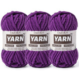 3 Pack Violet Fluffy Chunky Chenille Crochet Yarn, Baby Yarn for Crocheting Soft Blanket, Bulky Velvet Yarn (100g/54.8yds Each),
