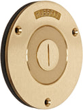 Hubbell Wiring Systems S2525 Brass Round Floor Box Combination Single Service Cover, 37/8 Diameter, 21/8 x 3/4 Opening