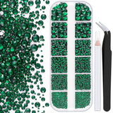 Nail Rhinestones 2000PCS 1.5-6mm Glass Dark Green Round Flatback Crystal Shine Diamonds for DIY Crafts Nail Art