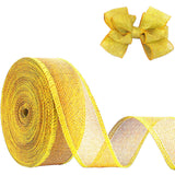 JaoZuyard Yellow Gold Burlap Ribbon 1-1/2 inch X 20 Yard Natural Linen Woven Ribbon DIY Handmade Wired Edging Production Wreath