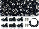 PAMIR TONG Black 110pcs 14mm Resin Rondelle Spacer Beads for Jewelry Making, Pens, Keychains & DIY Projects