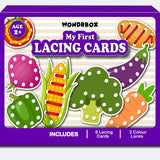 WONDRBOX Montessori Vegetable Lacing Cards Activity Educational Toy for Kids Age 2 3 4 Year Old | Autistic, Occupational Therepa