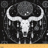 Erosebridal Bull Skull Upholstery by The Yard, Boho Tribal Decorative Fabric, Dreamcatcher Galaxy Mystical Goat Skull Waterproof