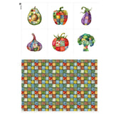 Vegetable Patchwork Cotton Fabric Panel - 6 Designs (10 10 inch Each) + Bonus Patchwork Sheet 29.5 19.6 inch, 100% Cotton 140