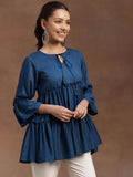 Libas Women'S Silk Blend Solid Regular Kurti (29142 Blue Blue S