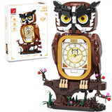 TYCOLE Owl Clock Building Blocks Set, STEM Building Toys with Functional Clock, Collectible Bird Display Model for Home Decor, C