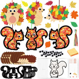 Zliisang 12PCS Make You Own Fall Crafts Kit Bulk Fall Animals Paper Suncatchers Foam Stickers Crafts DIY Kit for Autumn Thanksgi