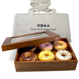 EcoLeafy Dot Wooden Bakery Box with Window - 12x8x2.5 Inches- Large Cookie Boxes with Window- Treat Boxes for Pastry, Desserts,