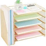 OPNICE 5-Tier Paper Organizer with Magazine Holder, Desk Organizers and Accessories, Office Desk Accessories & Workspace Organiz