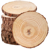 JEUIHAU 10 PCS 6.7-7 Inches Natural Wood Slices with Holes, Unfinished Predrilled Wooden Circles Tree Bark Slice, Blank Wooden L