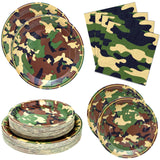 180PCS Camo Birthday Party Supplies Serve 60, Army Camouflage Theme Paper Plates and Napkins Kit for Camouflages Hunting Army Mi