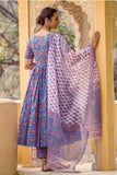 Anni Designer Women'S Rayon Blend Printed Anarkali Kurta With Pant & Dupatta (Mytee Multi_3Xl_Multicolor_Xxx-Large),Multicolour,3XL,Rayon Blend,Anarkali,