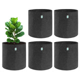 Anandi GreenS 24X24 Inch Dark Grey Colour 400 Gsm Geo Fabric Round Pack Of 5 Plant Grow Bags Suitable For Terrace And Flowers V