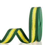 ATRBB 24 Yards 1 Inch Green/Gold/Yellow Stripe Grosgrain Ribbon Double Face Polyester Colorful Ribbon for Crafts DIY Gift Packag