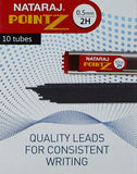 Nataraj Lead Pointz 0.5Mm 2H Refill For Mechanical Pencils, Smooth Dark Lead, Break Resistant, Comfortable Grip For Writing, Eve